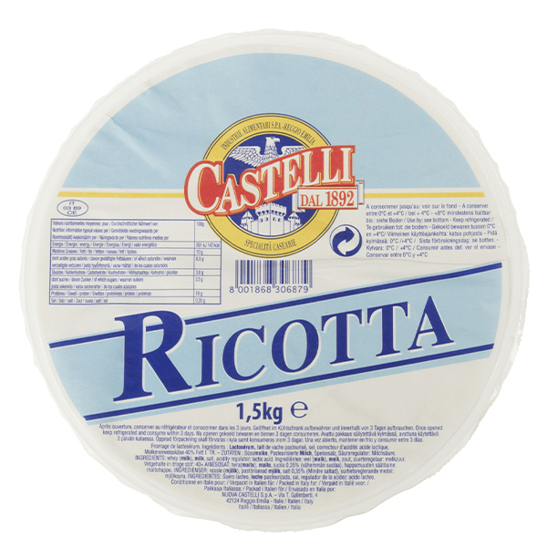 1220172  Castelli Ricotta Kaas Bulk  1,5 kg