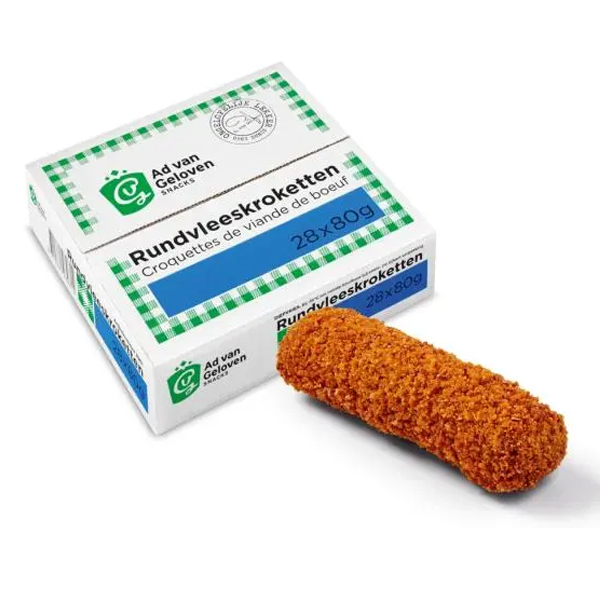 5422168  Ad van Geloven Rundvleeskroket 20%  28x80 gr